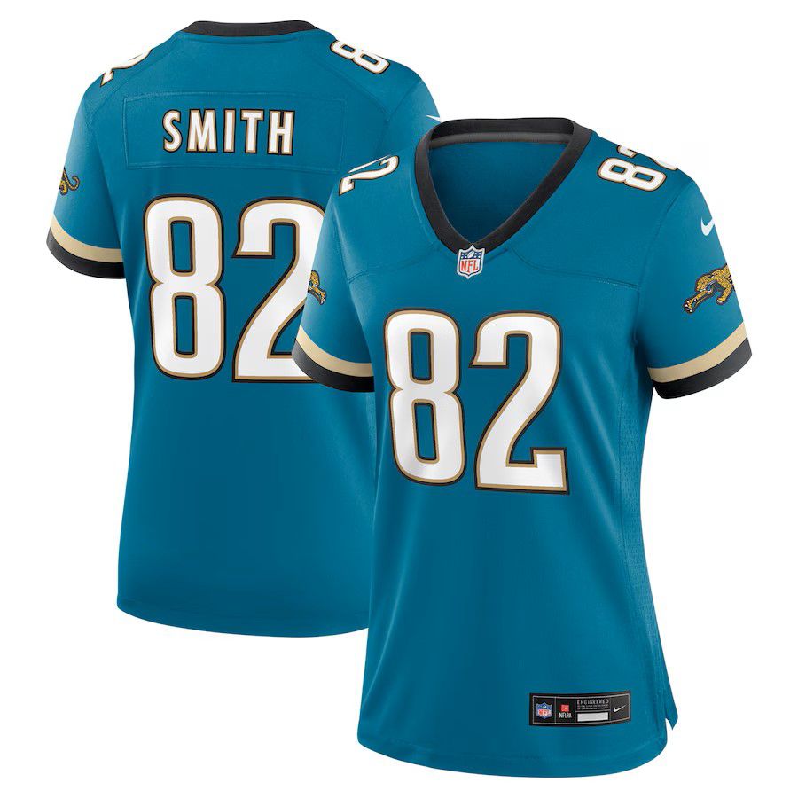 Women Jacksonville Jaguars #82 Jimmy Smith Green Nike Throwback Retired Player Game NFL Jersey->women nfl jersey->Women Jersey